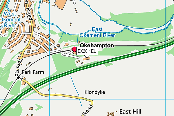 EX20 1EL map - OS VectorMap District (Ordnance Survey)