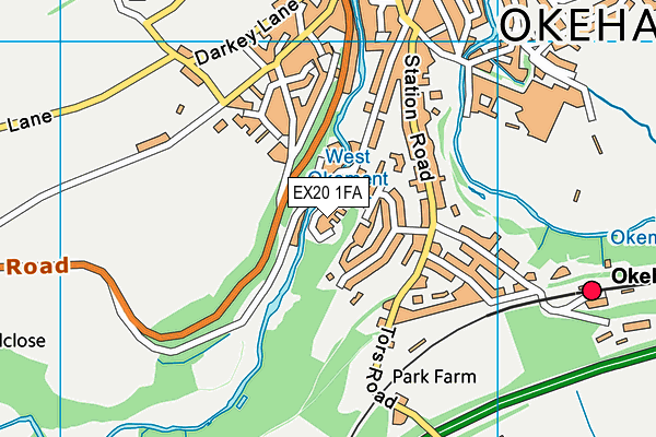 EX20 1FA map - OS VectorMap District (Ordnance Survey)