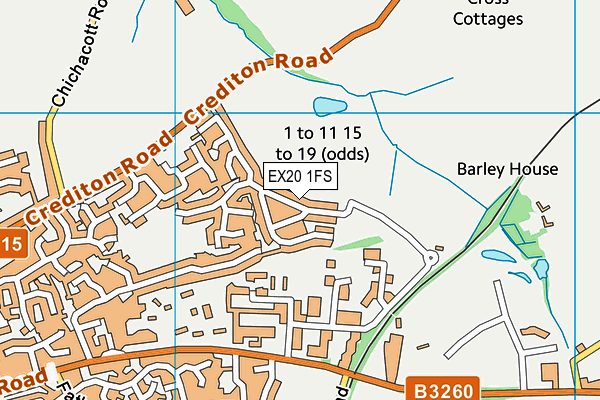 EX20 1FS map - OS VectorMap District (Ordnance Survey)
