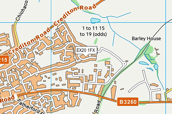EX20 1FX map - OS VectorMap District (Ordnance Survey)