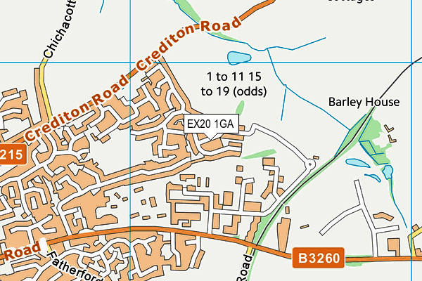 EX20 1GA map - OS VectorMap District (Ordnance Survey)