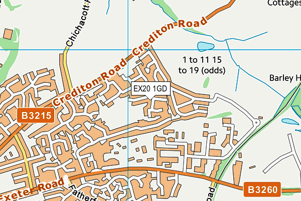 EX20 1GD map - OS VectorMap District (Ordnance Survey)