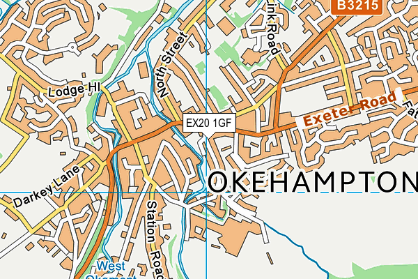 EX20 1GF map - OS VectorMap District (Ordnance Survey)