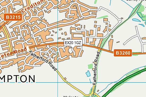 EX20 1GZ map - OS VectorMap District (Ordnance Survey)