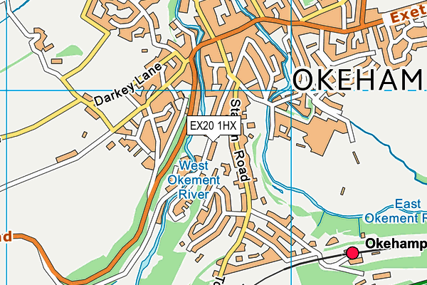 EX20 1HX map - OS VectorMap District (Ordnance Survey)