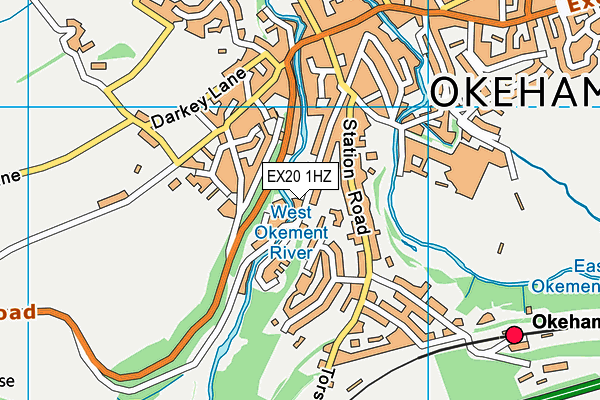 EX20 1HZ map - OS VectorMap District (Ordnance Survey)