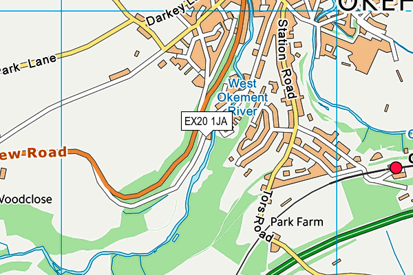 EX20 1JA map - OS VectorMap District (Ordnance Survey)
