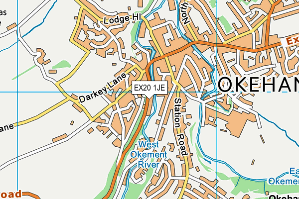 EX20 1JE map - OS VectorMap District (Ordnance Survey)