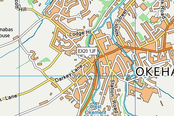 EX20 1JF map - OS VectorMap District (Ordnance Survey)