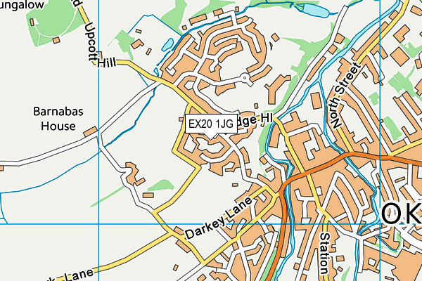 EX20 1JG map - OS VectorMap District (Ordnance Survey)
