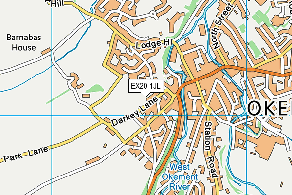 EX20 1JL map - OS VectorMap District (Ordnance Survey)