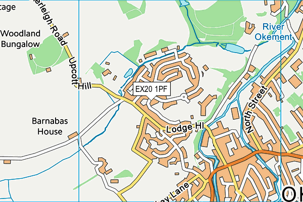 EX20 1PF map - OS VectorMap District (Ordnance Survey)