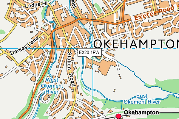 Okehampton Squash And Racketball Club map (EX20 1PW) - OS VectorMap District (Ordnance Survey)
