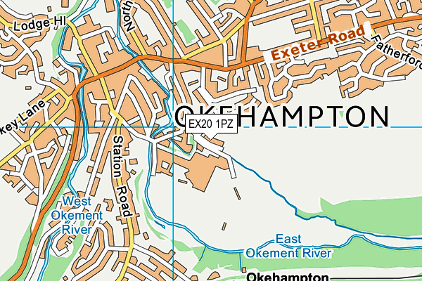 EX20 1PZ map - OS VectorMap District (Ordnance Survey)