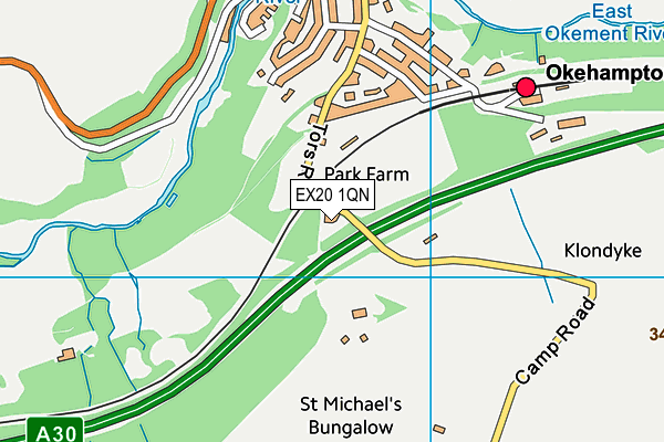EX20 1QN map - OS VectorMap District (Ordnance Survey)