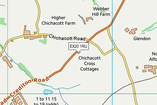 EX20 1RU map - OS VectorMap District (Ordnance Survey)