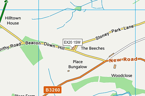 EX20 1SW map - OS VectorMap District (Ordnance Survey)