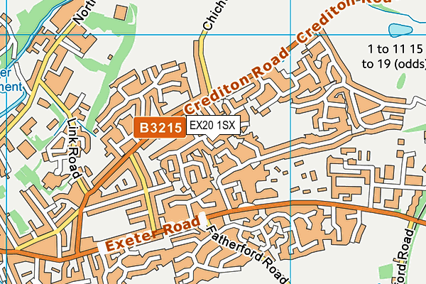 EX20 1SX map - OS VectorMap District (Ordnance Survey)