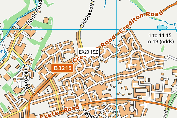 EX20 1SZ map - OS VectorMap District (Ordnance Survey)