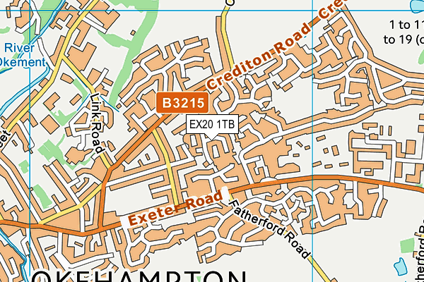 EX20 1TB map - OS VectorMap District (Ordnance Survey)