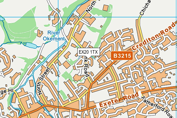 EX20 1TX map - OS VectorMap District (Ordnance Survey)