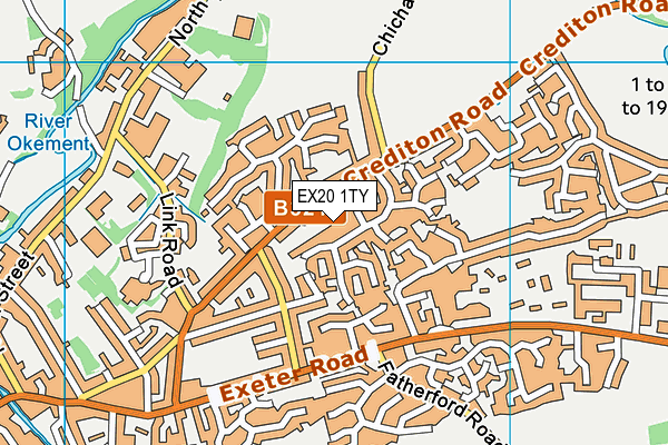 EX20 1TY map - OS VectorMap District (Ordnance Survey)