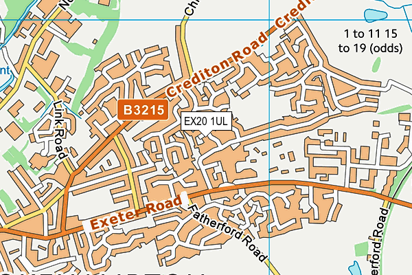 EX20 1UL map - OS VectorMap District (Ordnance Survey)