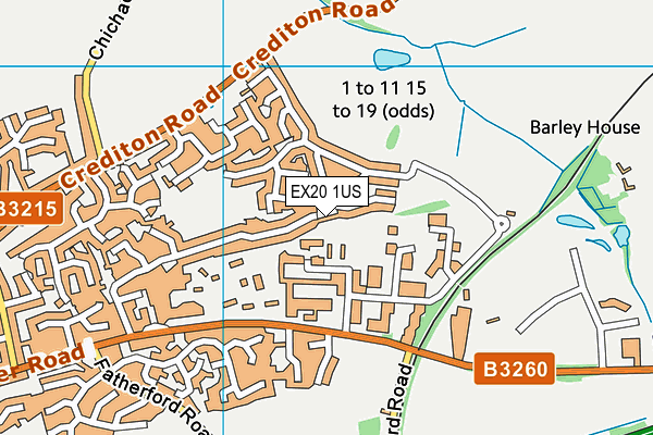 EX20 1US map - OS VectorMap District (Ordnance Survey)