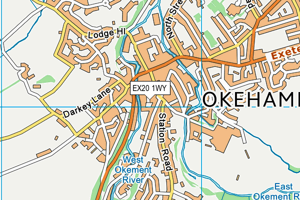 EX20 1WY map - OS VectorMap District (Ordnance Survey)