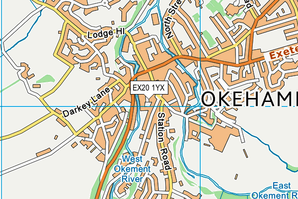 EX20 1YX map - OS VectorMap District (Ordnance Survey)