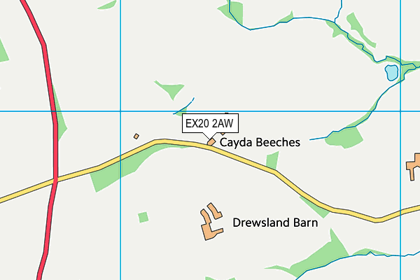 EX20 2AW map - OS VectorMap District (Ordnance Survey)