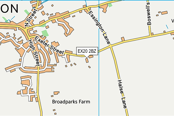 EX20 2BZ map - OS VectorMap District (Ordnance Survey)