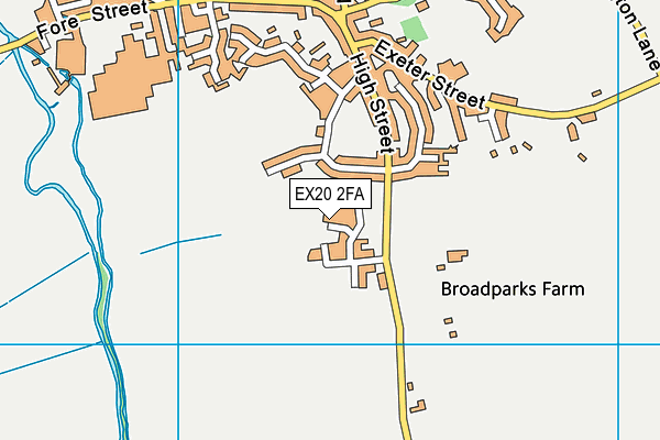 EX20 2FA map - OS VectorMap District (Ordnance Survey)