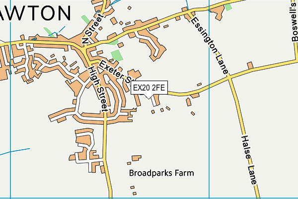 EX20 2FE map - OS VectorMap District (Ordnance Survey)