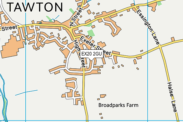 EX20 2GU map - OS VectorMap District (Ordnance Survey)