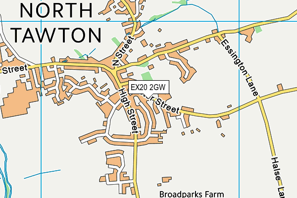 EX20 2GW map - OS VectorMap District (Ordnance Survey)