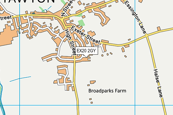 EX20 2GY map - OS VectorMap District (Ordnance Survey)