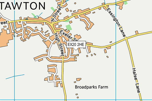 EX20 2HE map - OS VectorMap District (Ordnance Survey)