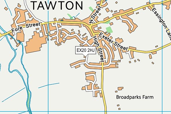 EX20 2HJ map - OS VectorMap District (Ordnance Survey)