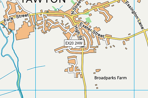 EX20 2HW map - OS VectorMap District (Ordnance Survey)