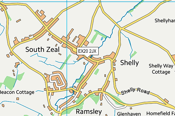 South Zeal Recreation Ground map (EX20 2JX) - OS VectorMap District (Ordnance Survey)