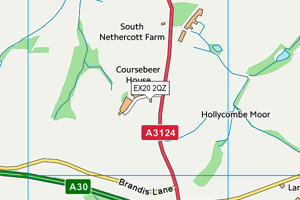 EX20 2QZ map - OS VectorMap District (Ordnance Survey)