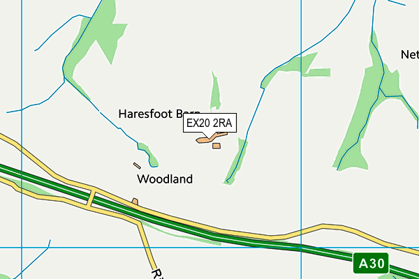 EX20 2RA map - OS VectorMap District (Ordnance Survey)