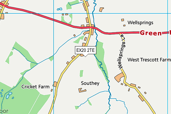 EX20 2TE map - OS VectorMap District (Ordnance Survey)