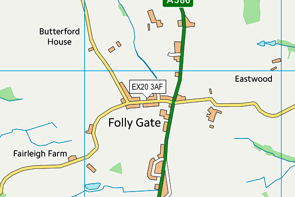 EX20 3AF map - OS VectorMap District (Ordnance Survey)