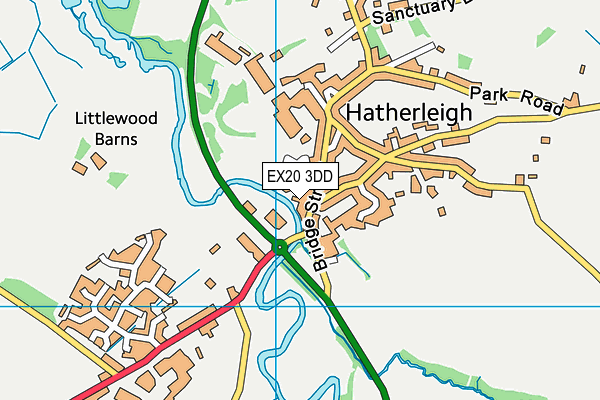 EX20 3DD map - OS VectorMap District (Ordnance Survey)