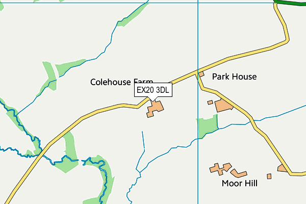 EX20 3DL map - OS VectorMap District (Ordnance Survey)