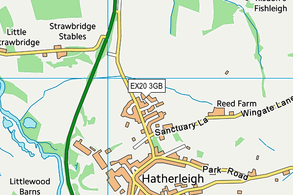 EX20 3GB map - OS VectorMap District (Ordnance Survey)