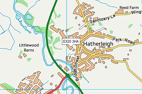 EX20 3HA map - OS VectorMap District (Ordnance Survey)