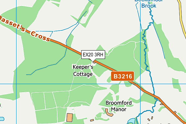 EX20 3RH map - OS VectorMap District (Ordnance Survey)